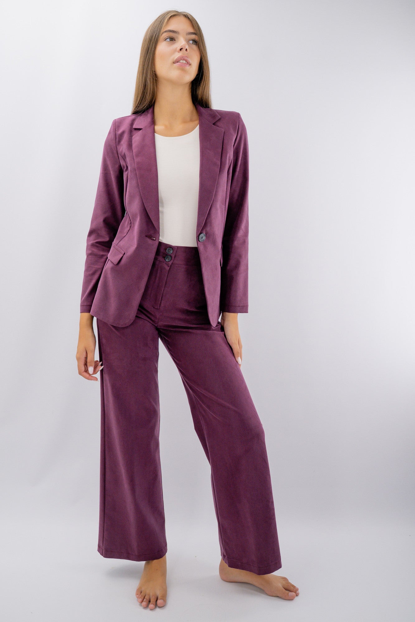 Pantalone palazzo in tessuto mano pesca soft
