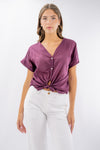 Camicia mussola cotone con scollo a V