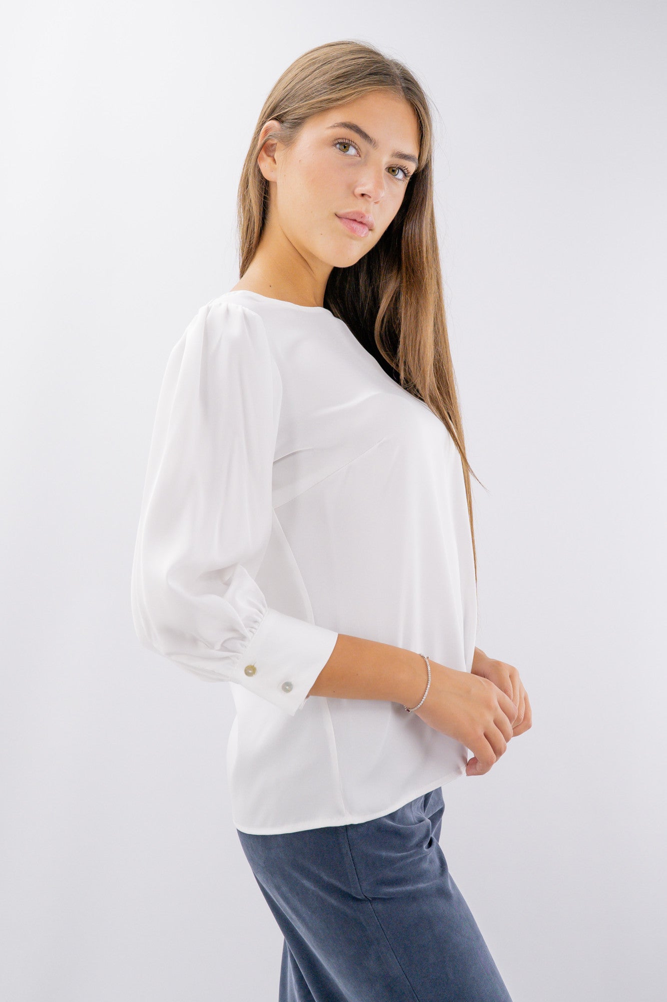 Blusa ad effetto satinato