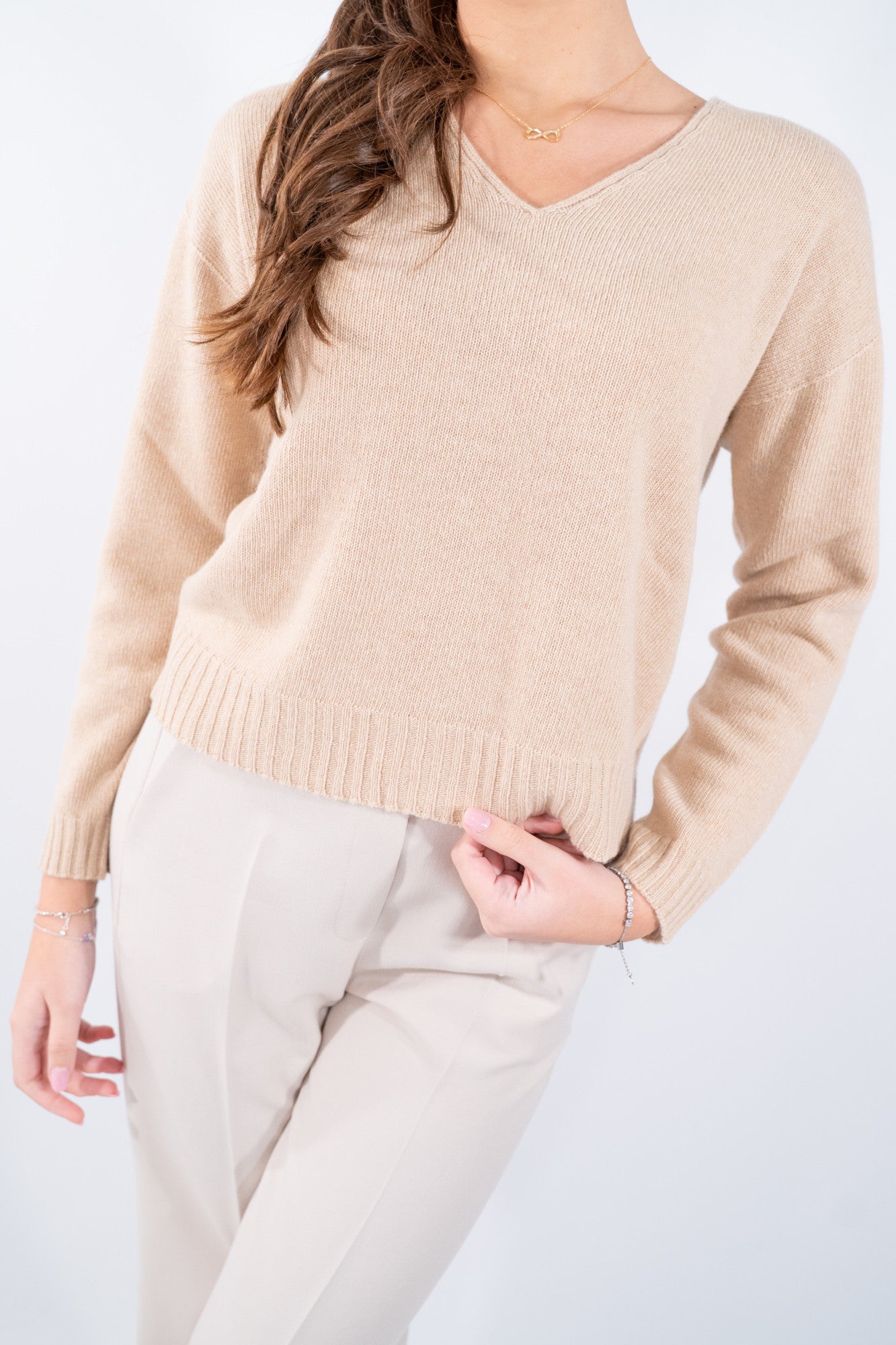 Maglia boxy con abbassamento a coste