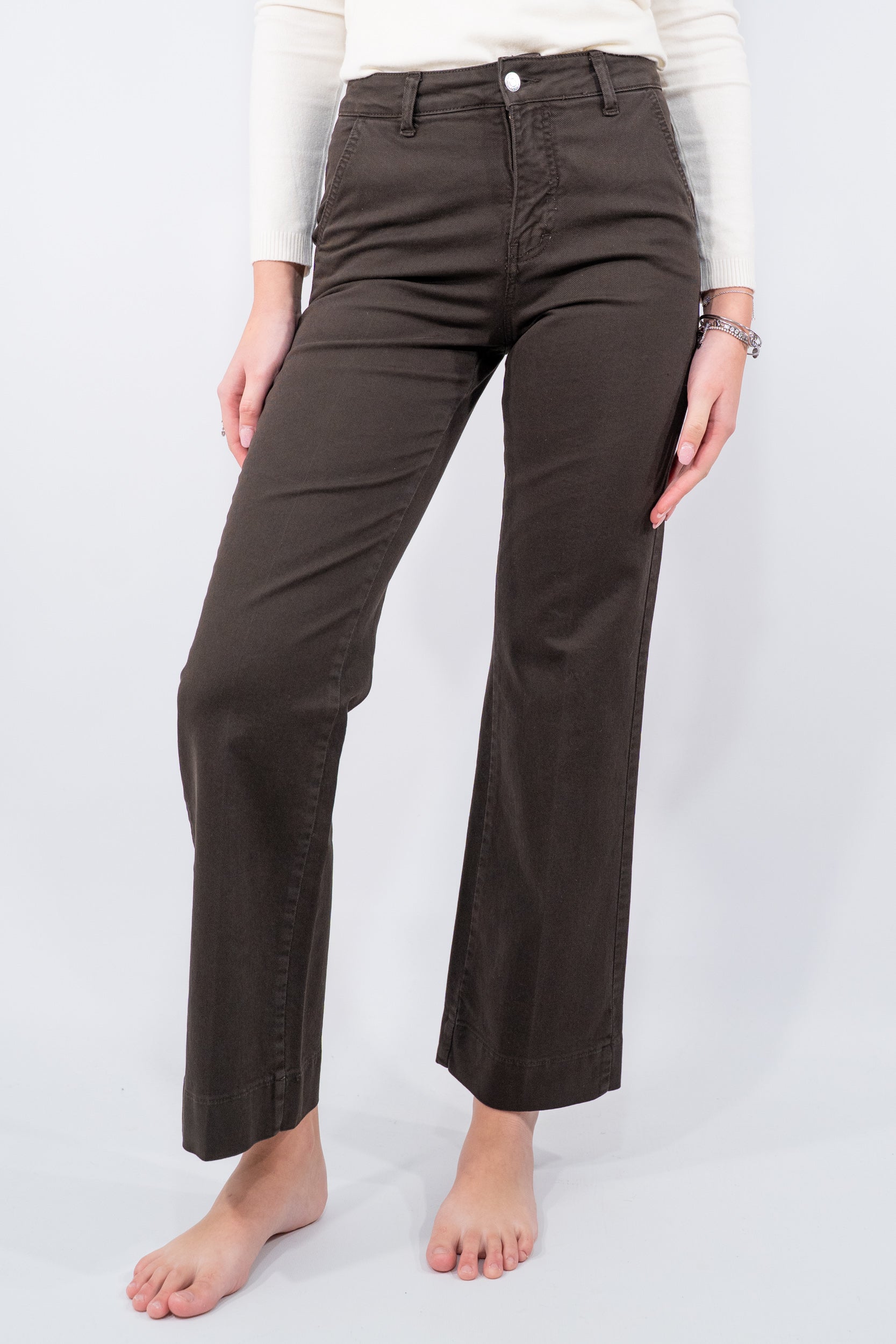 Jeans a palazzo con tasche a filo