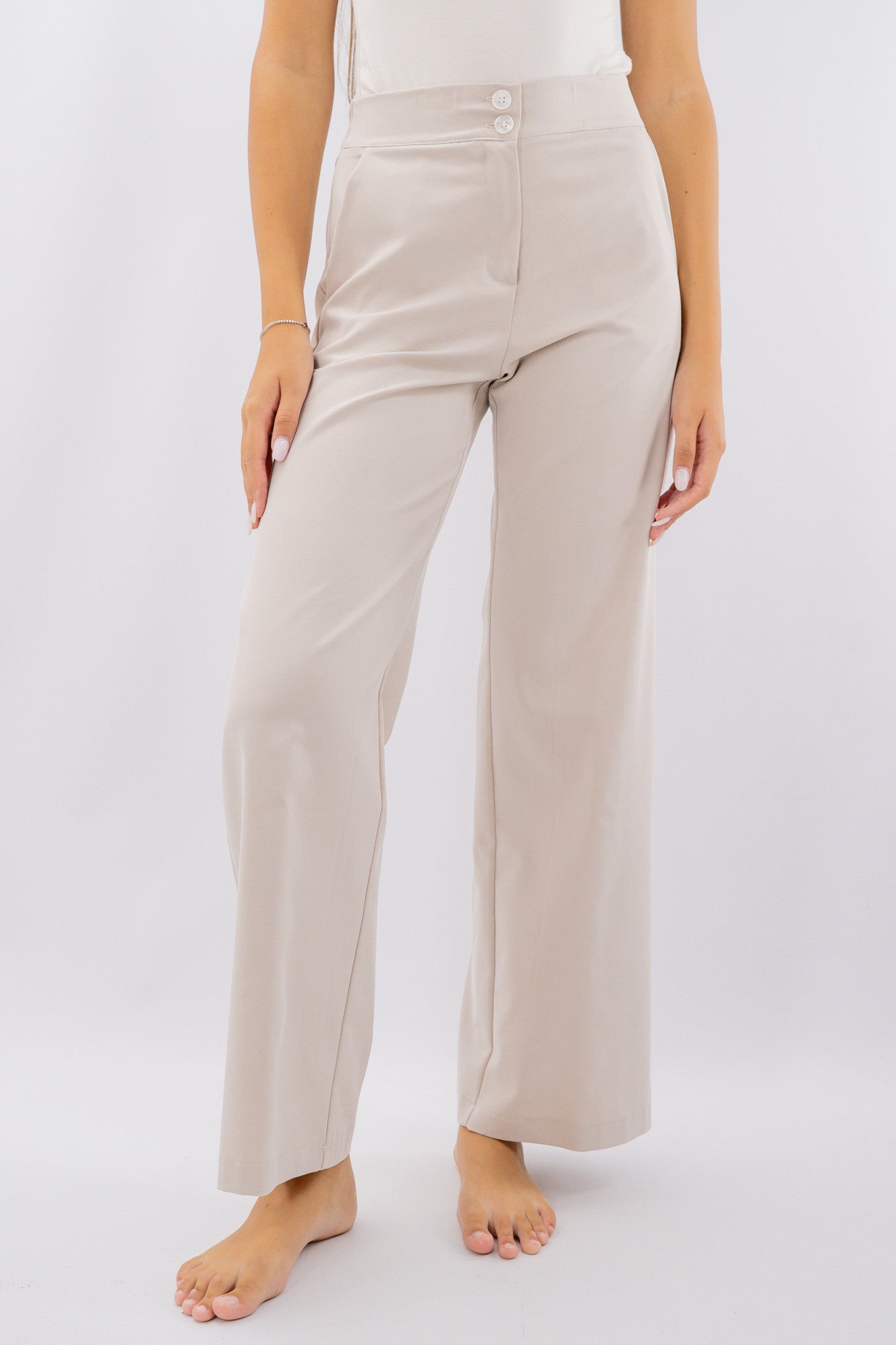 Pantalone palazzo in tessuto mano pesca soft