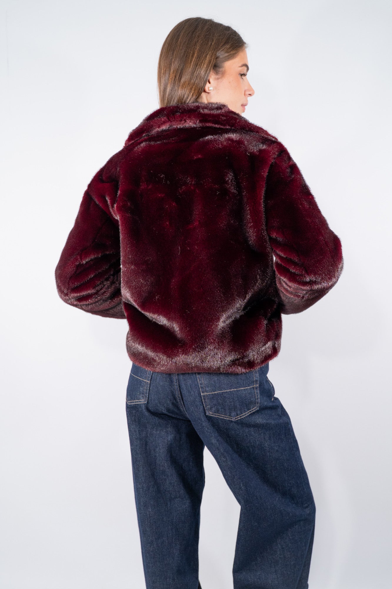 Eco-pelliccia bomber con zip