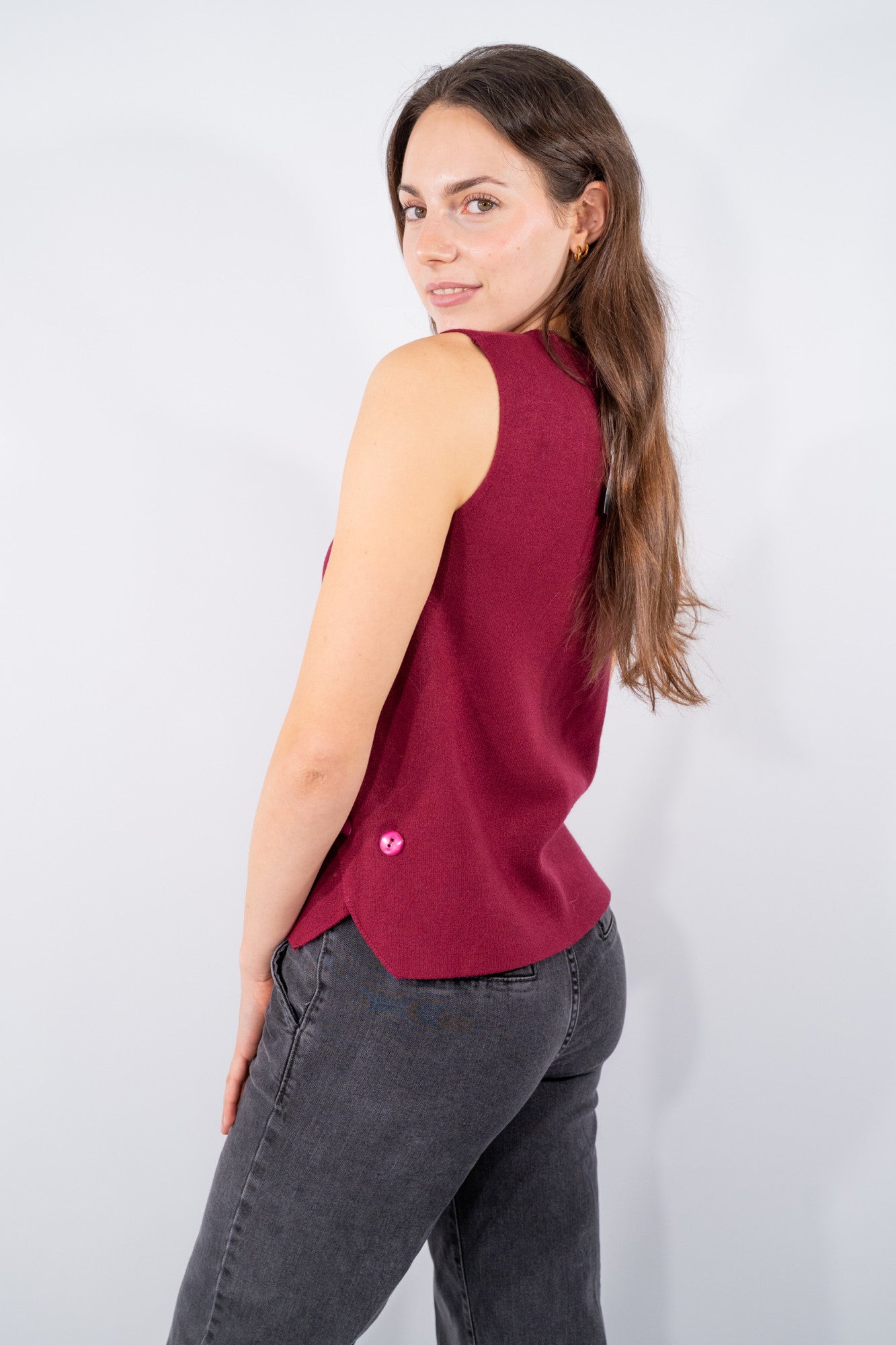 Gilet in maglia con bottoni laterali