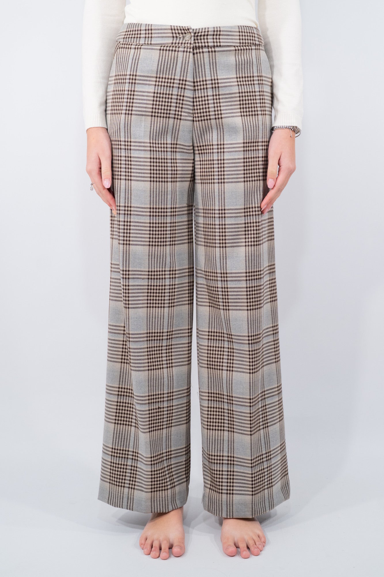 Pantalone palazzo con motivo check