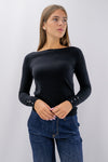 Maglia con scollo a barchetta e fiocchetti