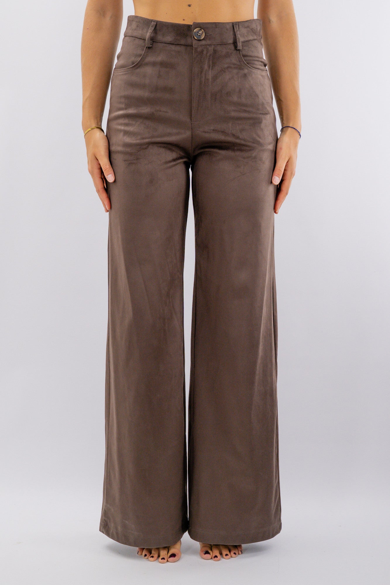 Pantalone palazzo effetto alcantara