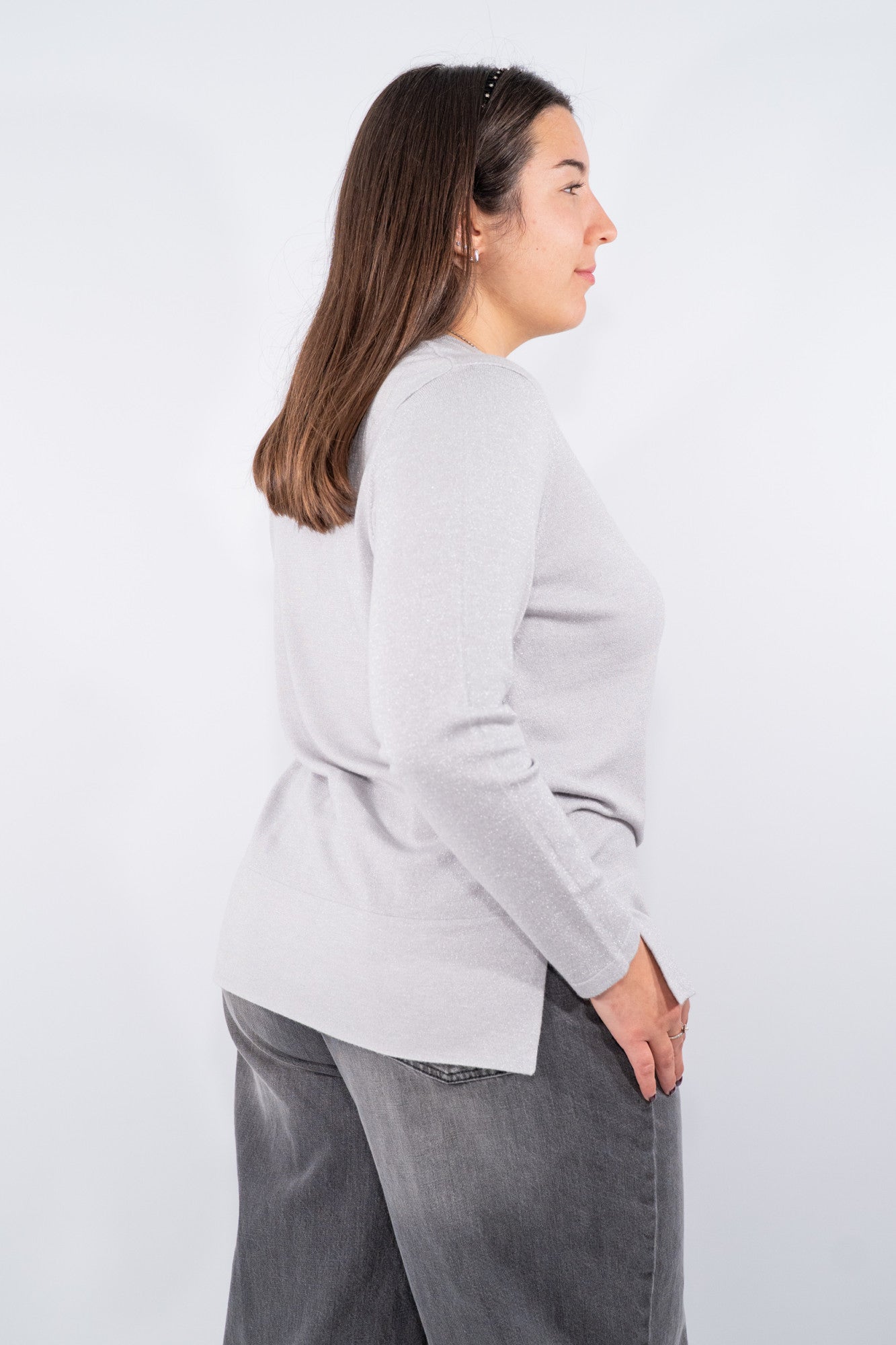 Girocollo over con filati lurex