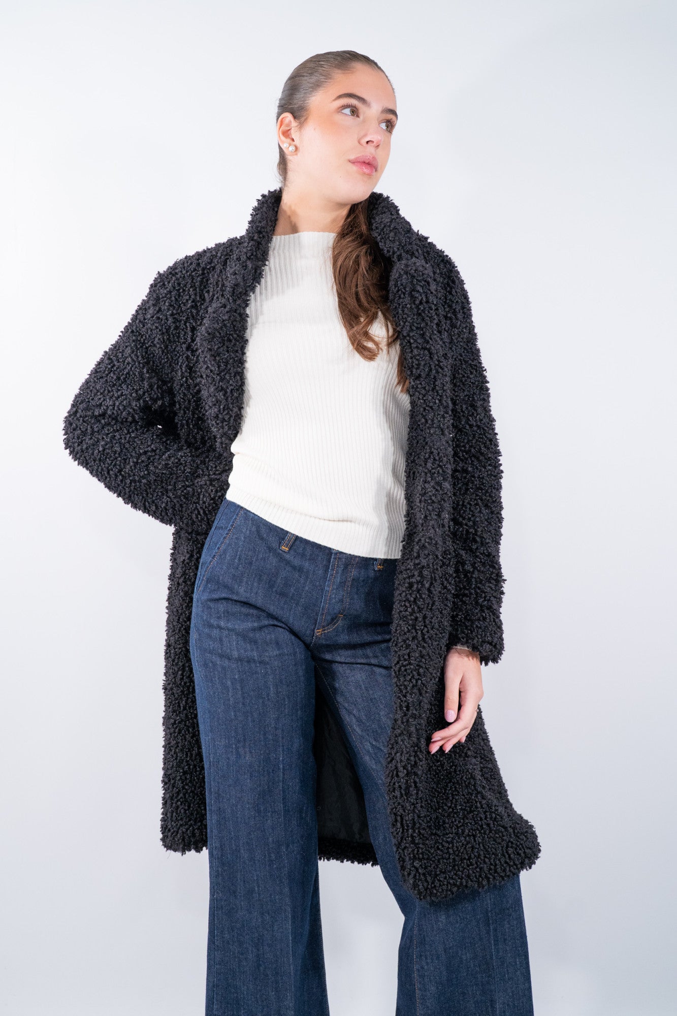 Cappotto teddy  con collo avvolgente