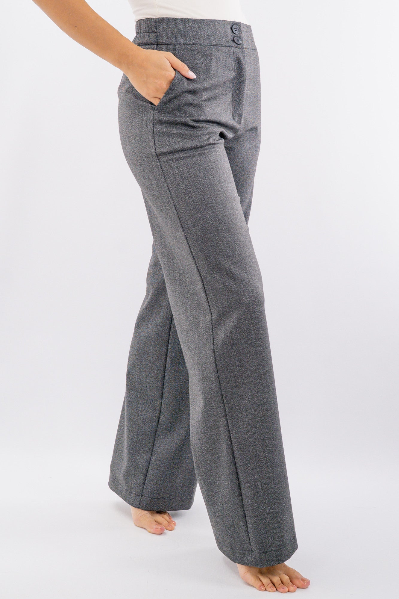 Pantalone palazzo in spina di pesce