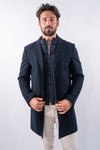Cappotto monopetto corto con revers e pettorina trapuntata staccabile