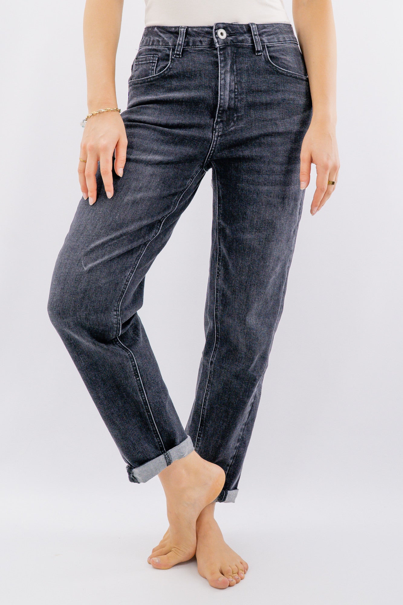 Jeans grigio scuro mom fit