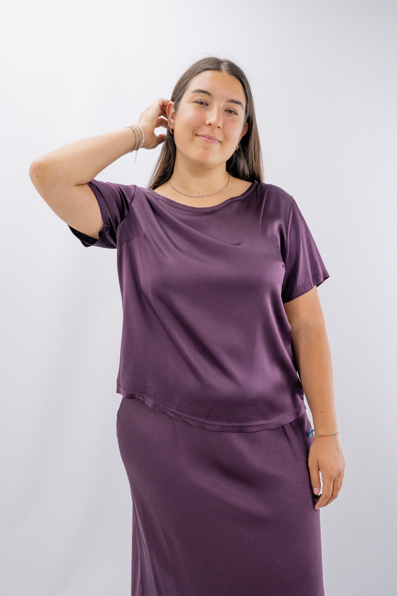 Blusa oversize in viscosa satinata