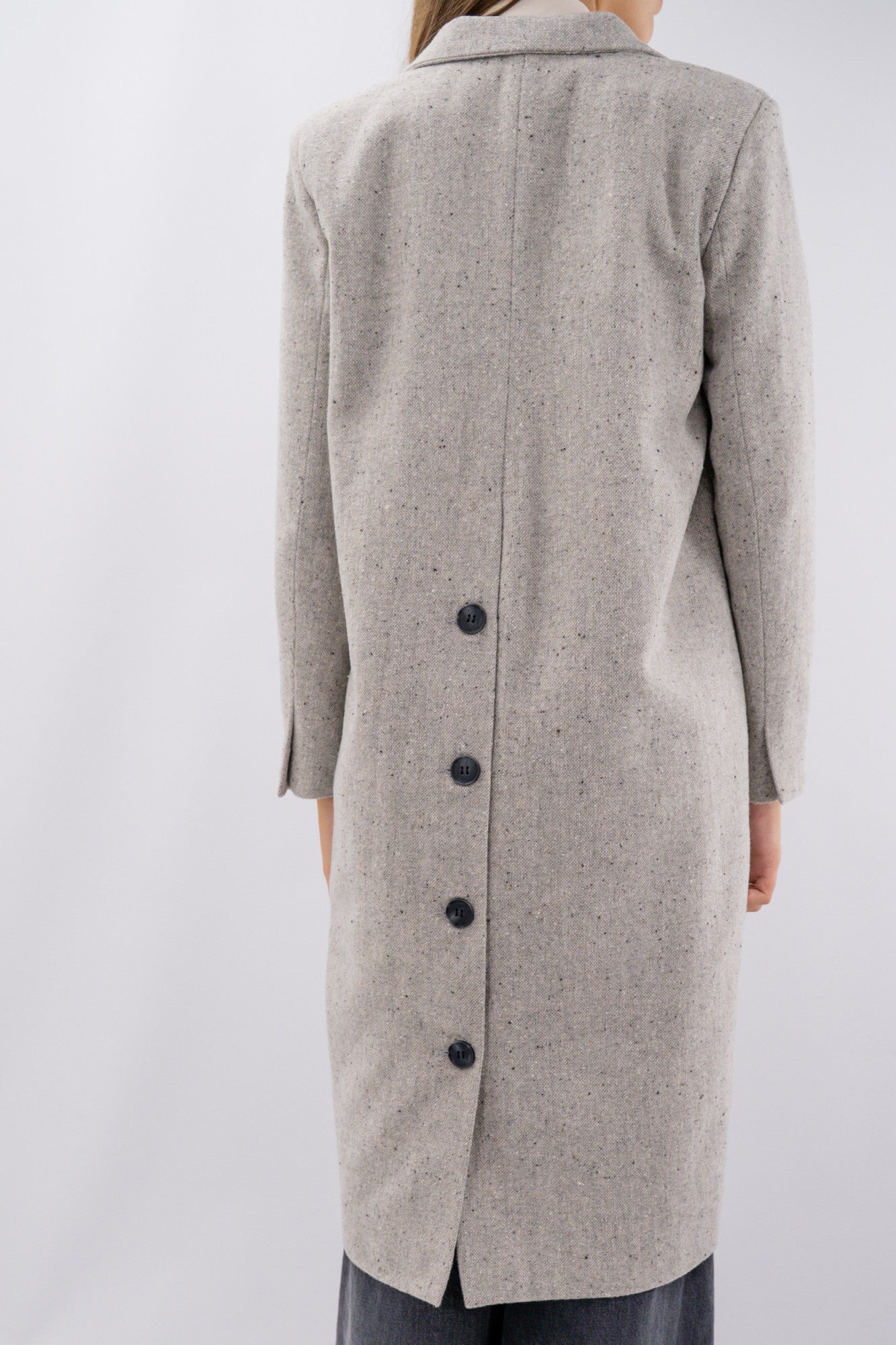 Cappotto lungo monopetto effetto melange