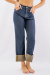 Jeans a palazzo con fondo risvoltabile