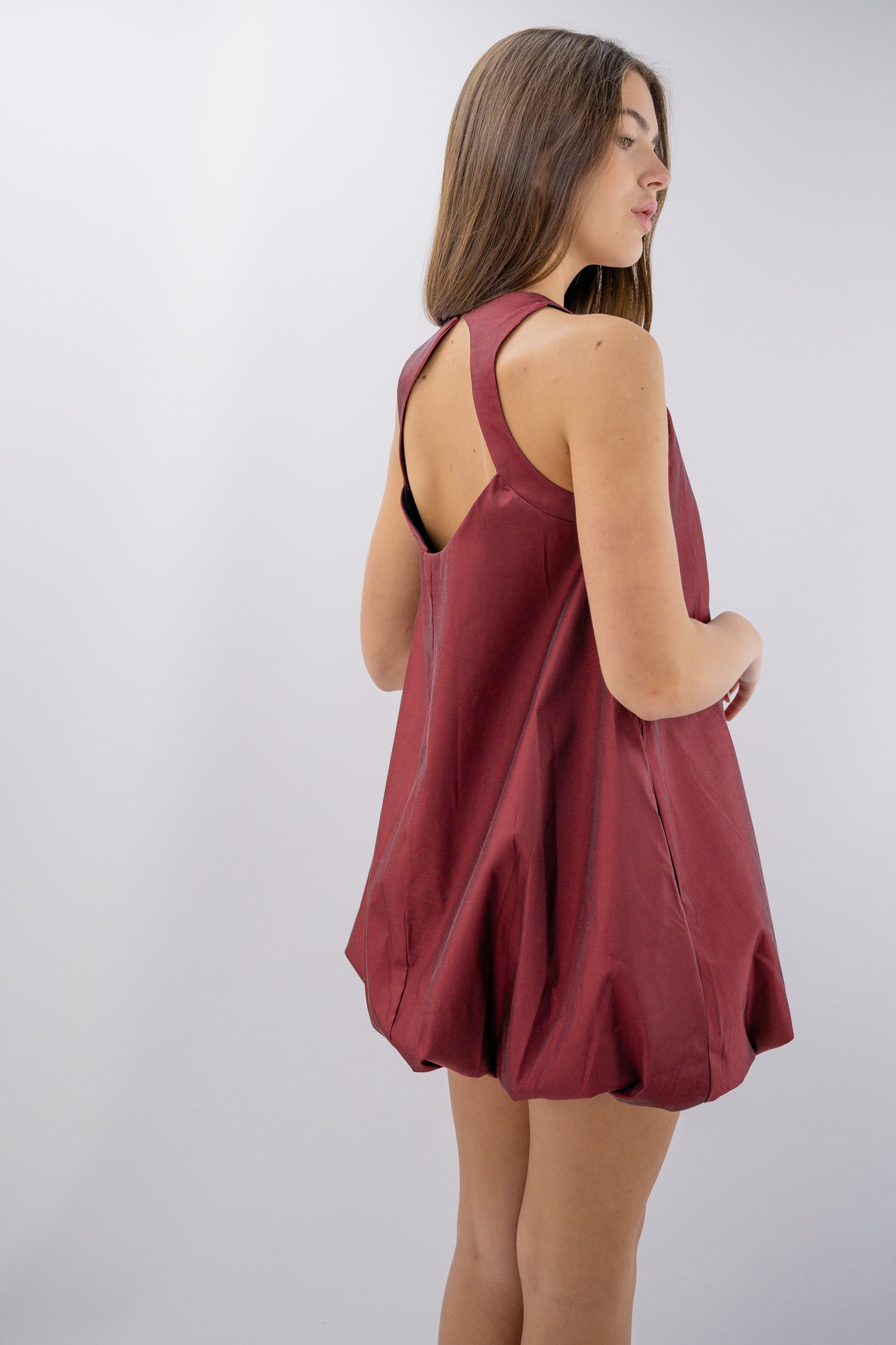 Minidress in taffettà linea a palloncino