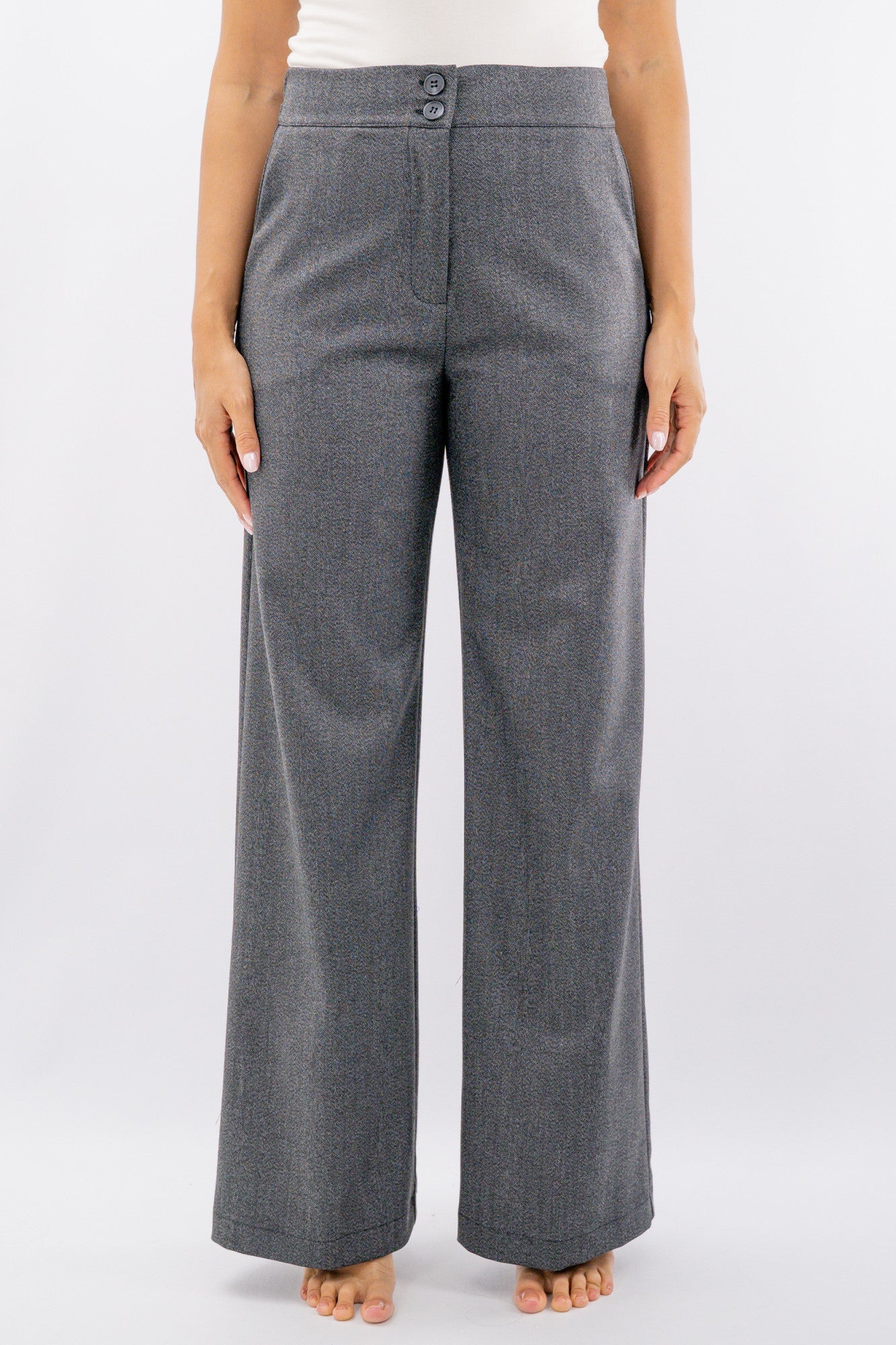 Pantalone palazzo in spina di pesce