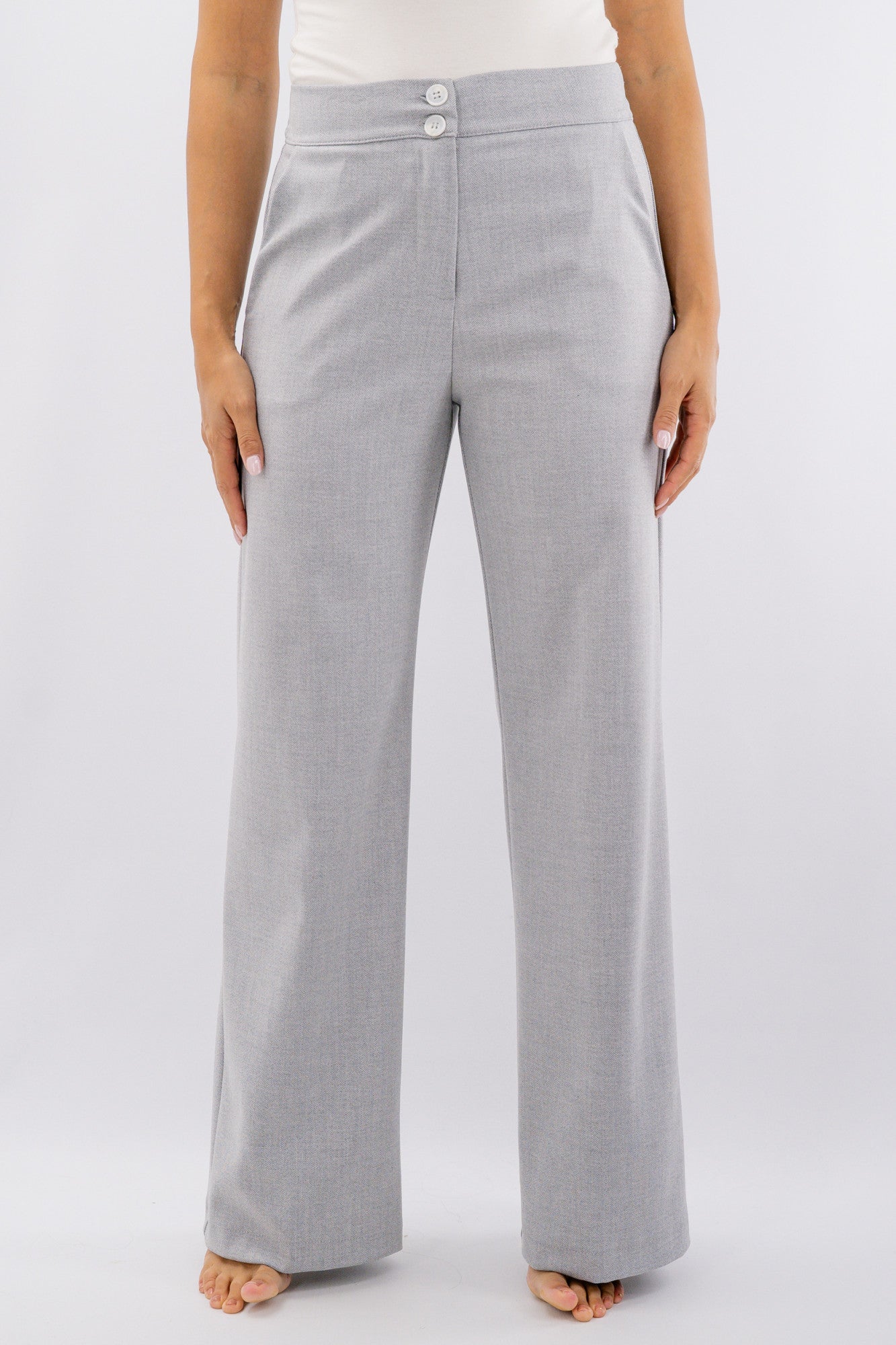 Pantalone palazzo in spina di pesce