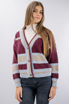 Cardigan con bottoni a righe in misto lana ed alpaca