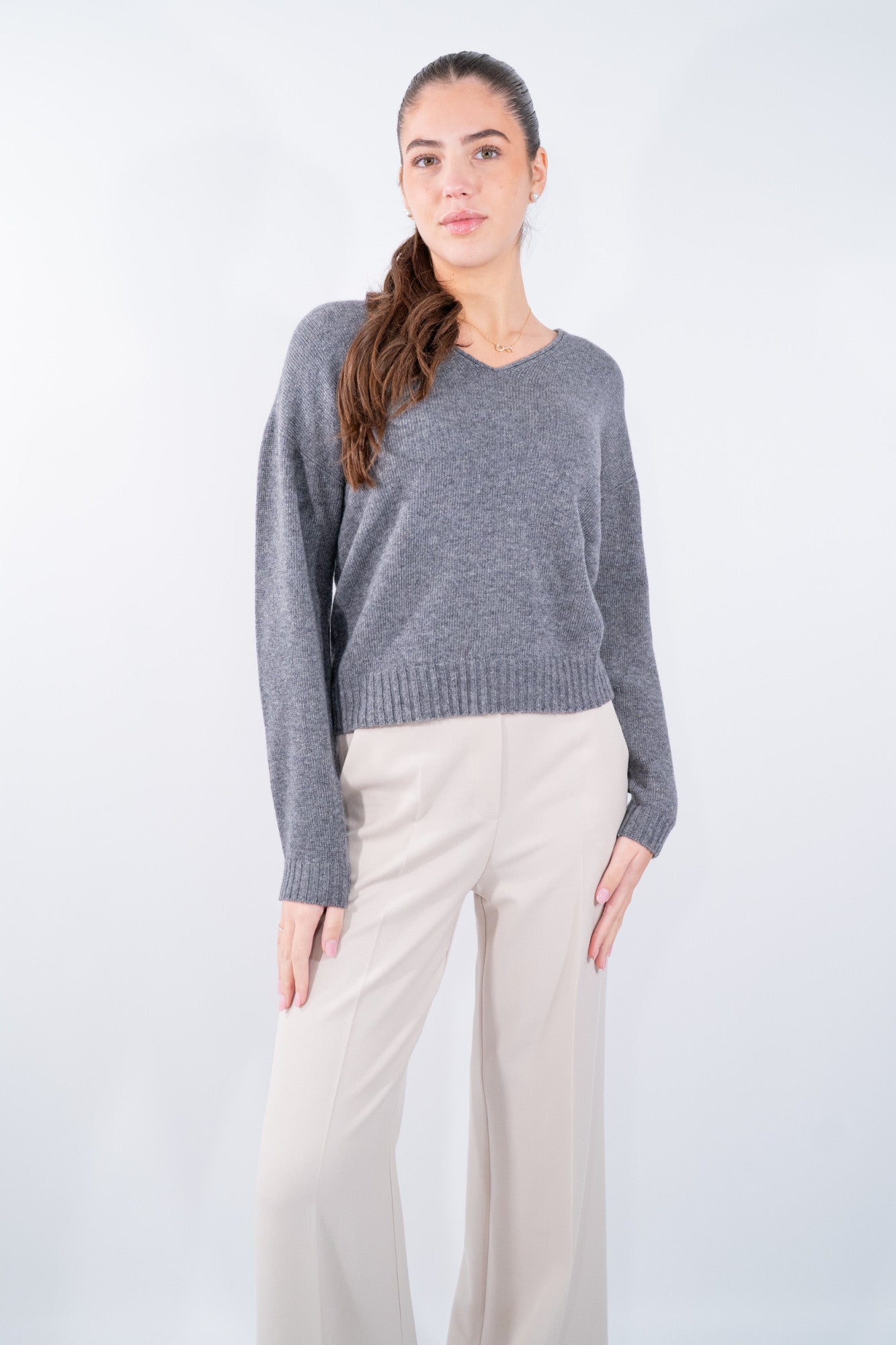 Maglia boxy con abbassamento a coste