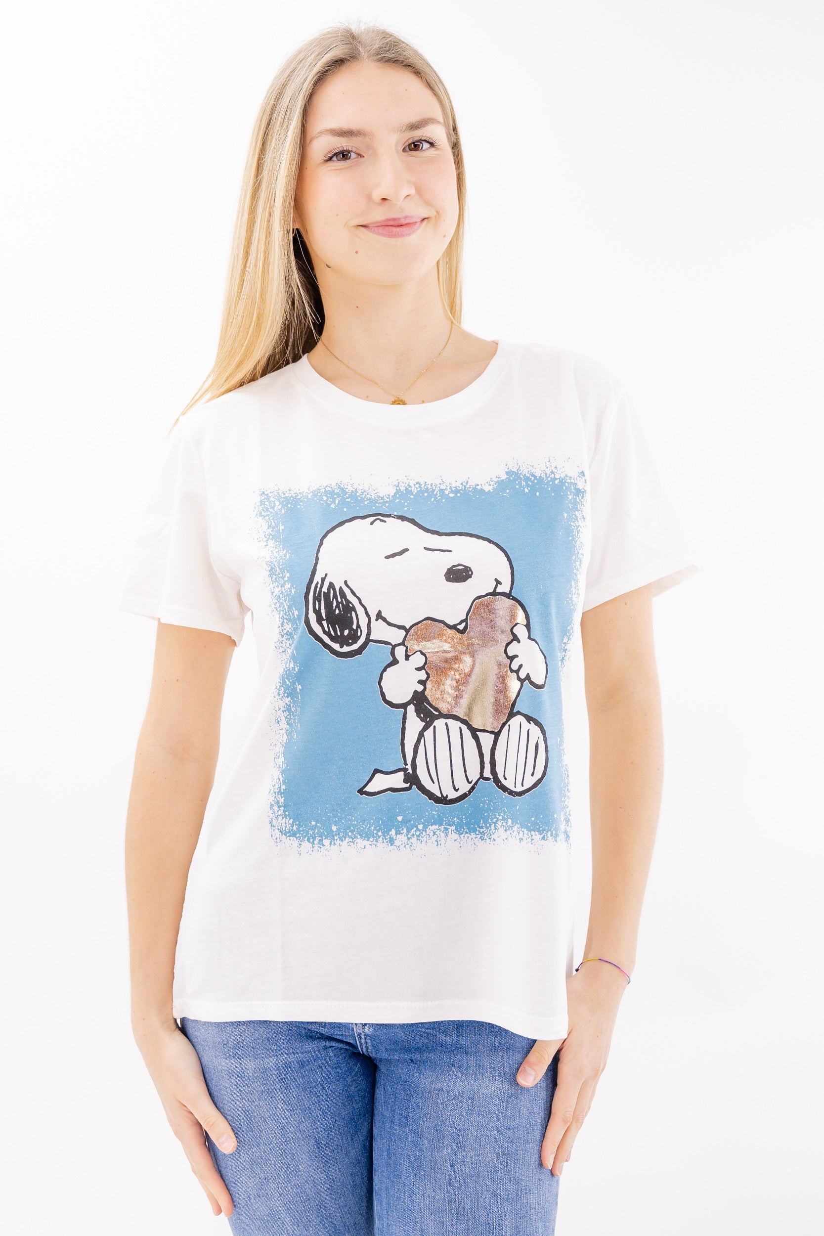 T-shirt basica Snoopy con cuore