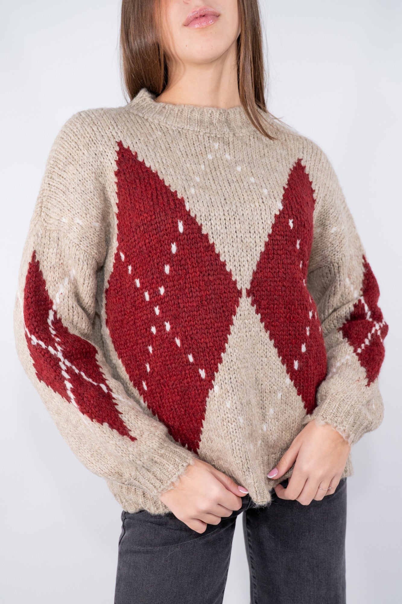 Maglione  con losanghe a contrasto