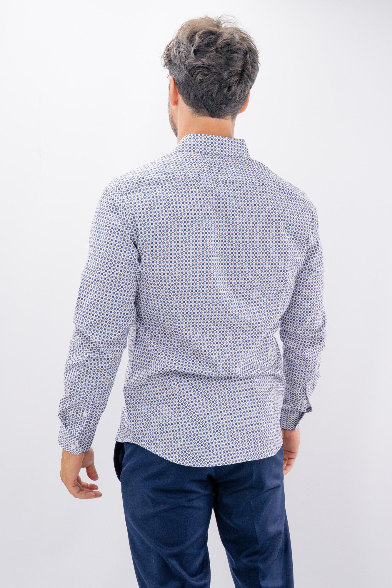 Camicia a maniche lunghe con micro motivo geometrico