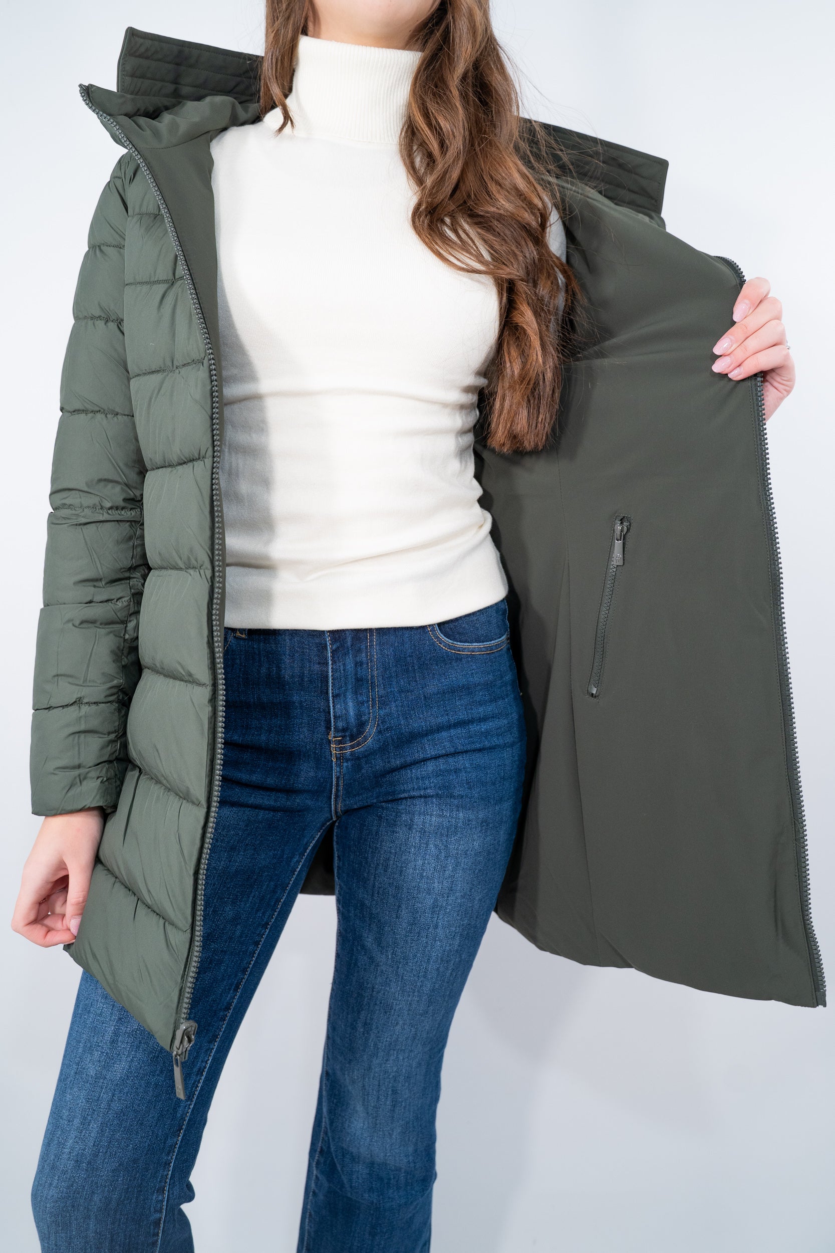 Giaccone reversibile imbottito in tessuto tecnico con cappuccio