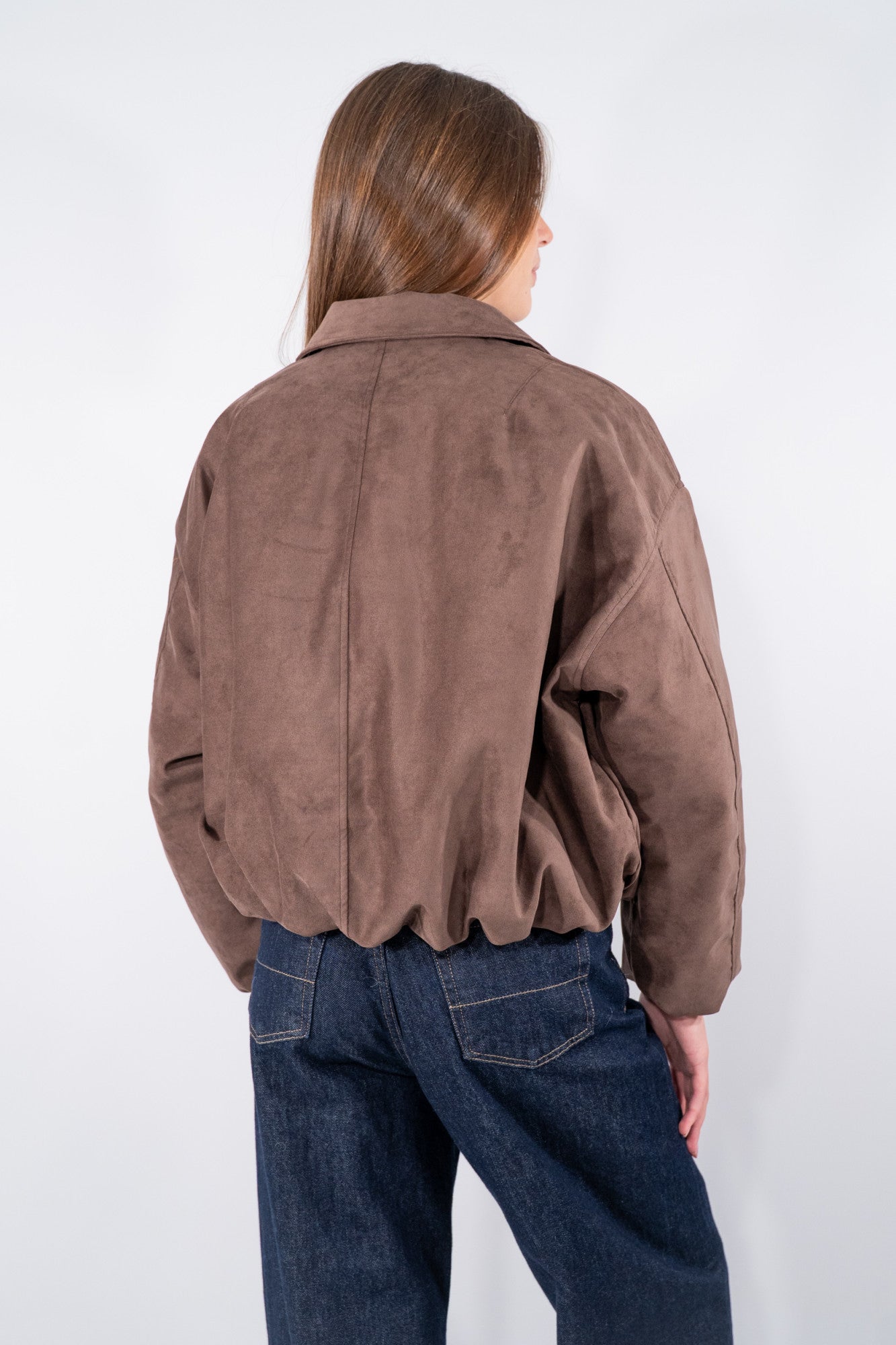 Giubbotto corto effetto scamosciato con zip frontale