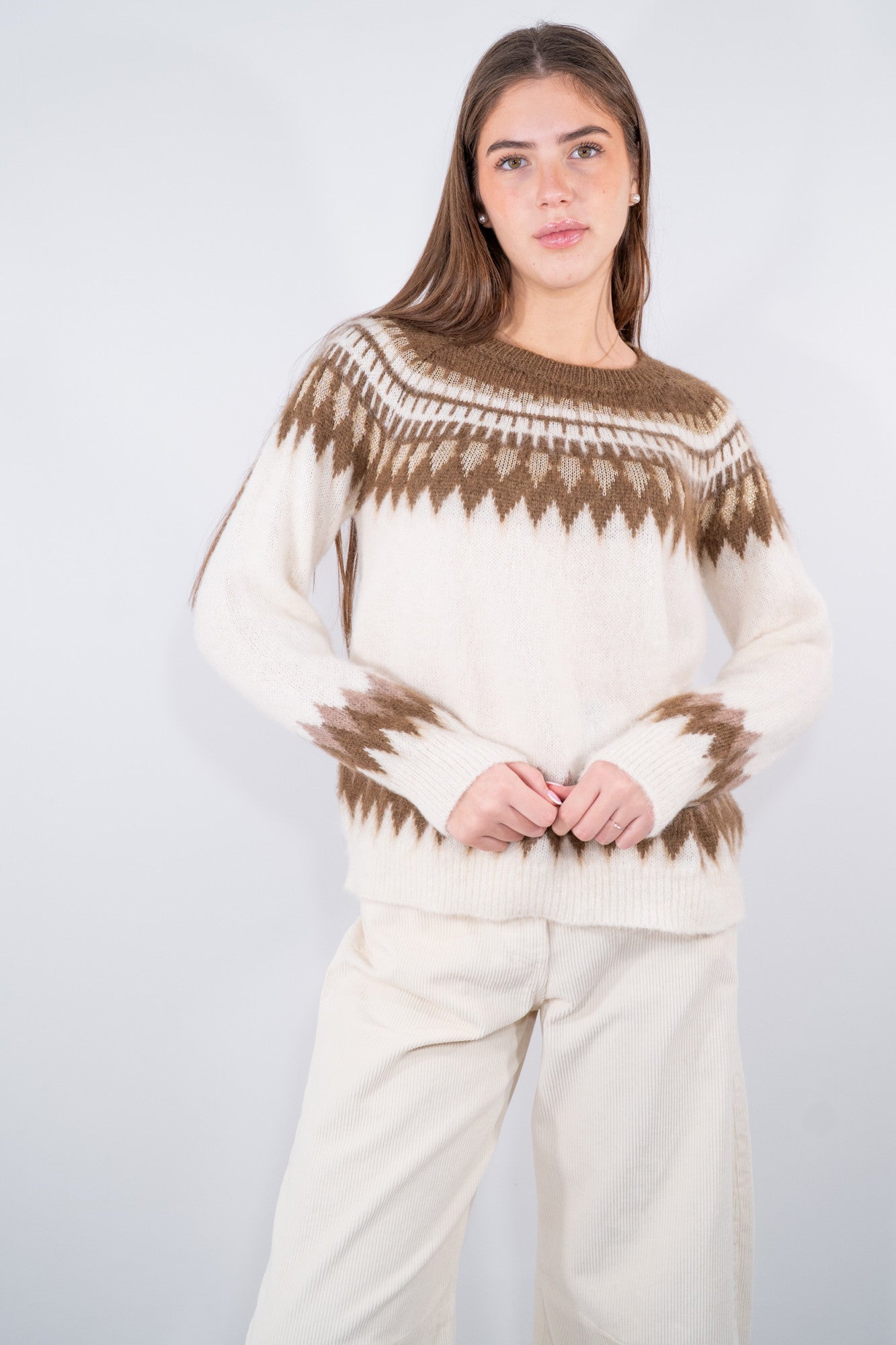 Maglia girocollo con motivo geometrico