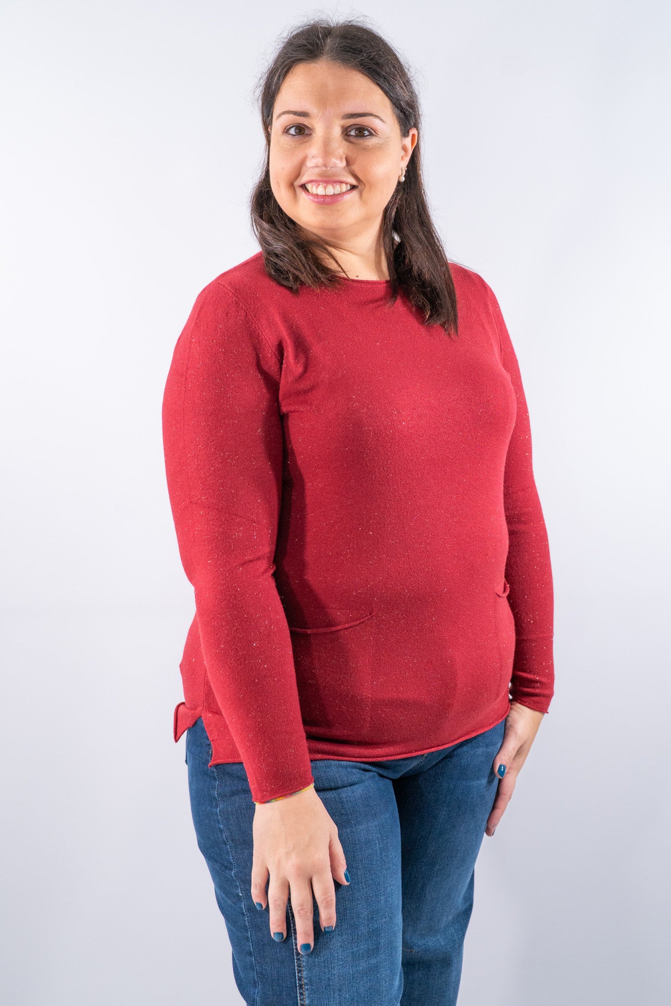 Girocollo over con tasche applicate