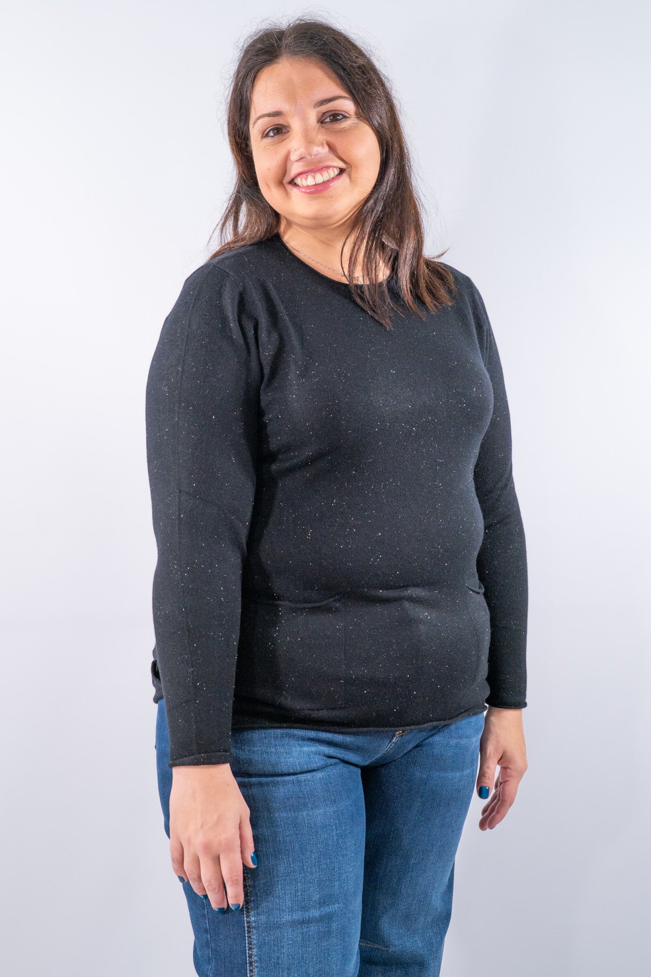 Girocollo over con tasche applicate