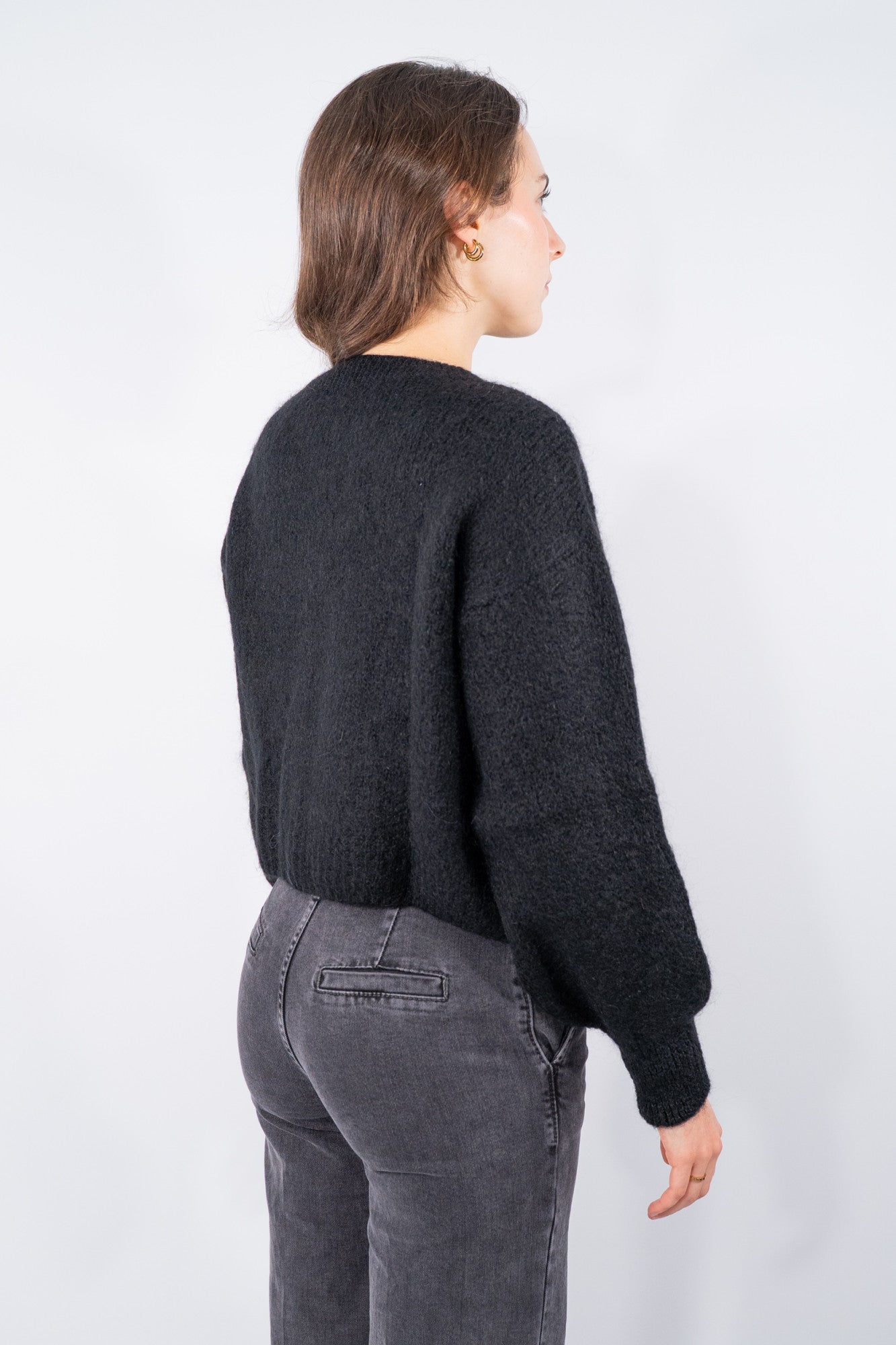 Maglione zip in filato soffice con lavorazione rasata