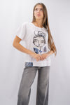 T-shirt con stampa e dettaglio frange