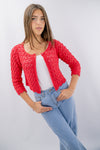 Cardigan cropped in crochet