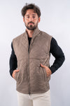 Gilet trapuntato con collo in maglia a coste