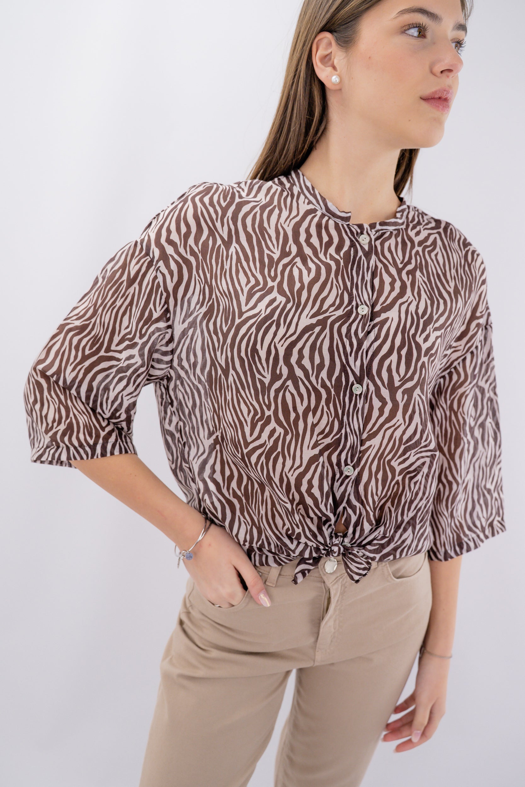 Camicia in mussola di cotone e seta
