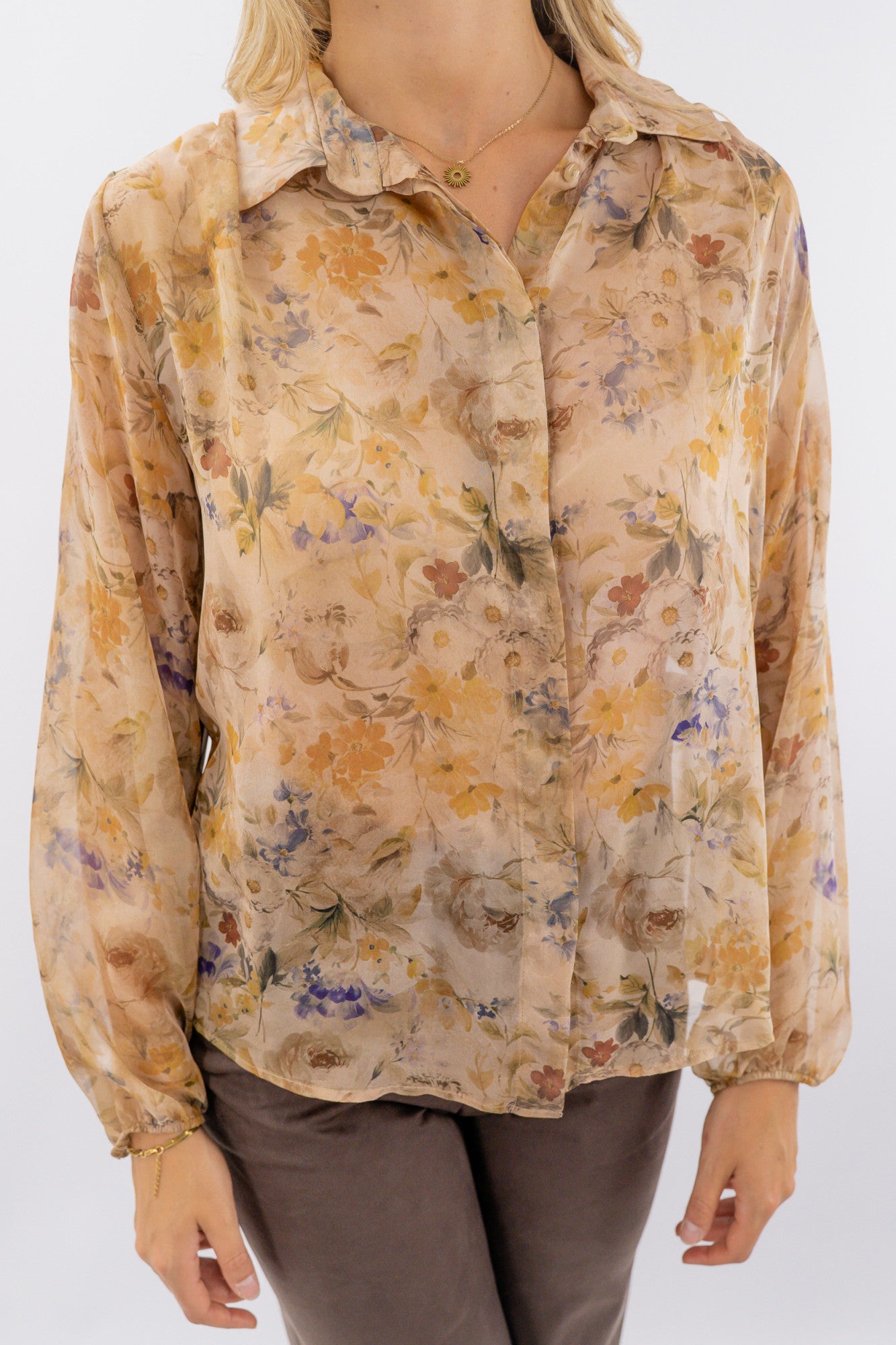 Camicia in fantasia floreale effetto voile